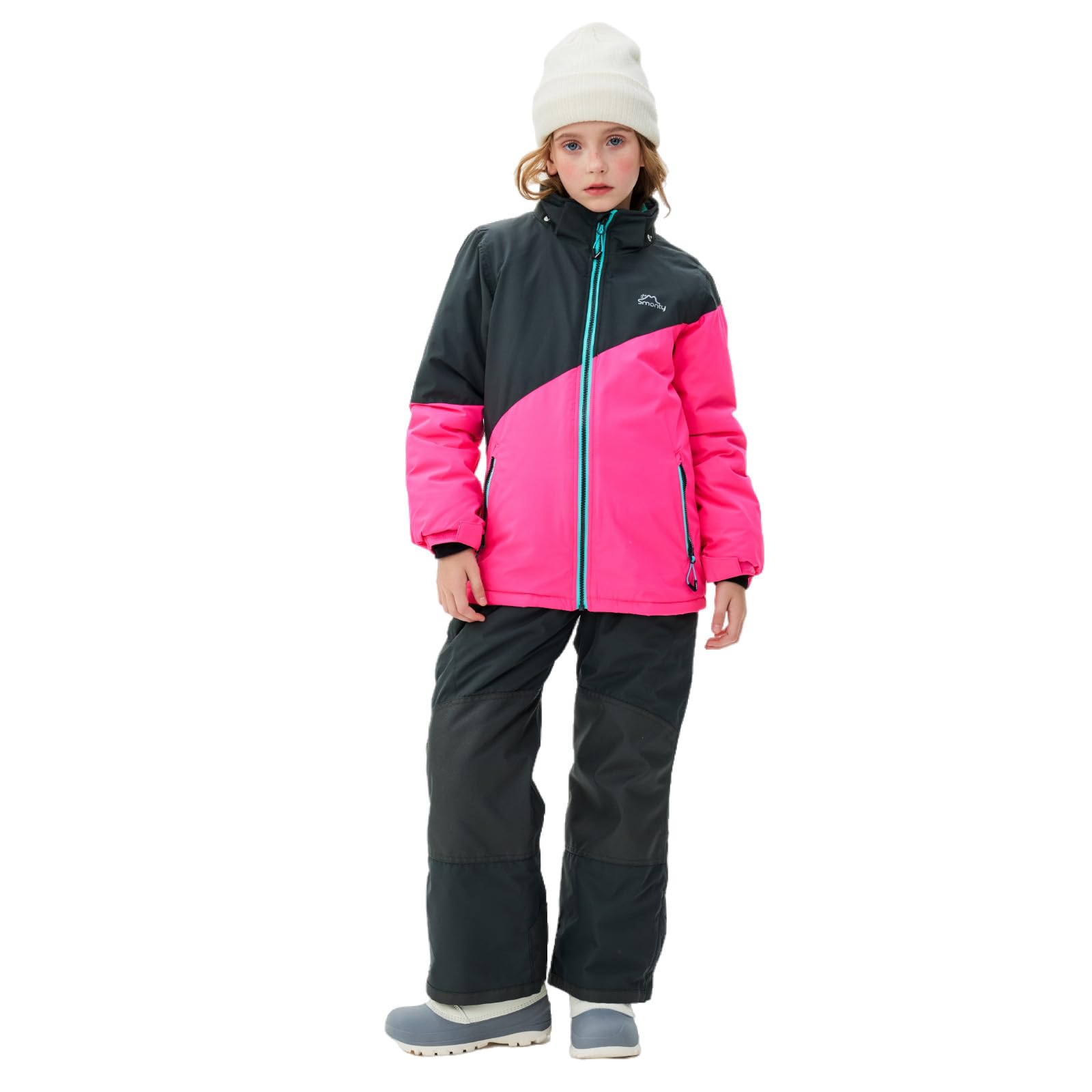 SMONTY Kids Snowsuit for Girls Boys Winter Ski Jacket & Pants Set Hooded Set Windproof Waterproof Warm