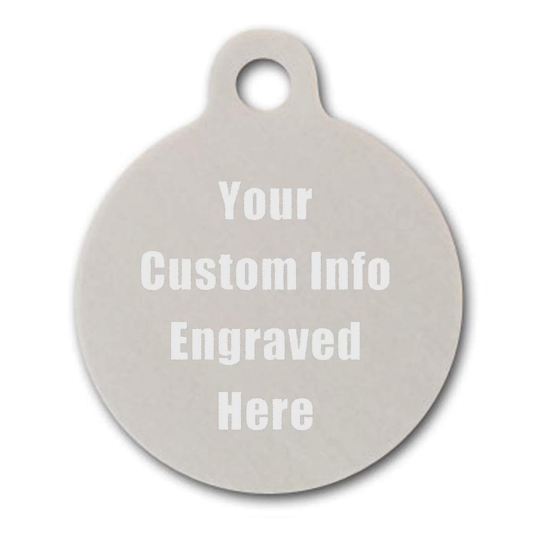 Custom Personalized 3D Laser Engraved Shaped Pet ID Tag Made in USA, Strong Anodized Aluminum for Him, for Her, for Boys, for Girls, for Husband, for Wife, (Round Silver)