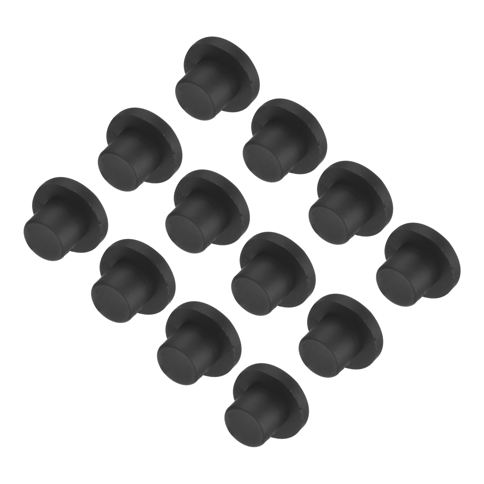 uxcell High Temp Silicone Plug Mount Dia 12mm/0.47 inch t Shaped Rubber Stopper Hole Plugs for Powder Coating Plating Waterproof Plugs Sealing Plugs Black Pack of 12(OD 20mm)