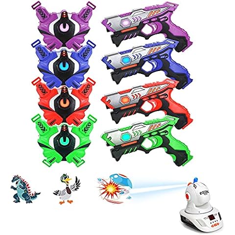 TINOTEEN Laser Tag Guns Set with Vests and Projector Infrared Guns Projection Game, Set of 4 Players Cover