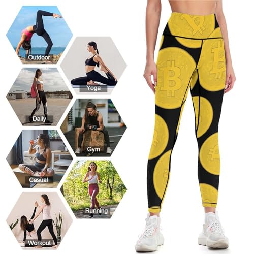 Bitcoin Prints Artwork Women's Yoga Pants High Waisted Leggings Casual Sweatpants Workout Pants - Image 8