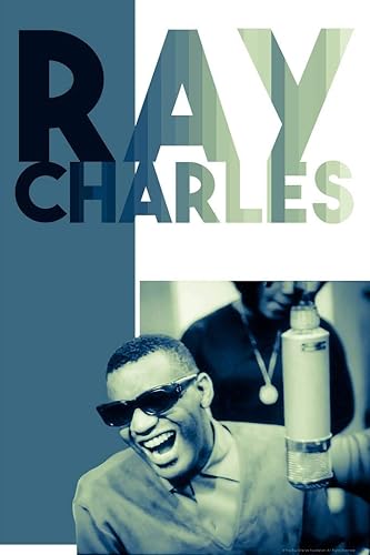 Ray Charles - Póster decorativo para pared, diseño de música retro, color verde, 24 x 36 pulgadas