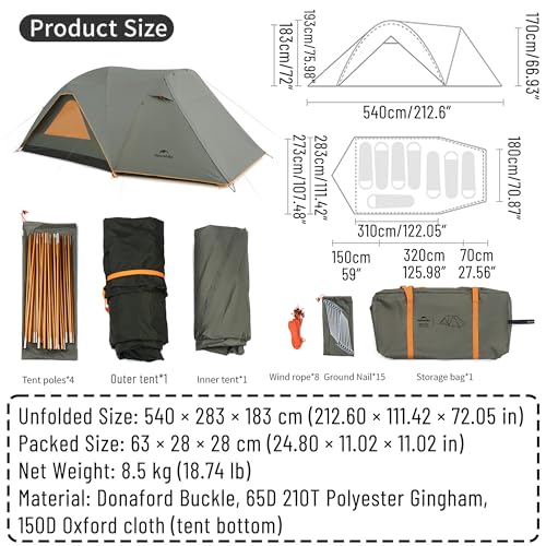 Carpa camping para 8 personas Naturehike KOTA doble capa impermeable miniatura 2
