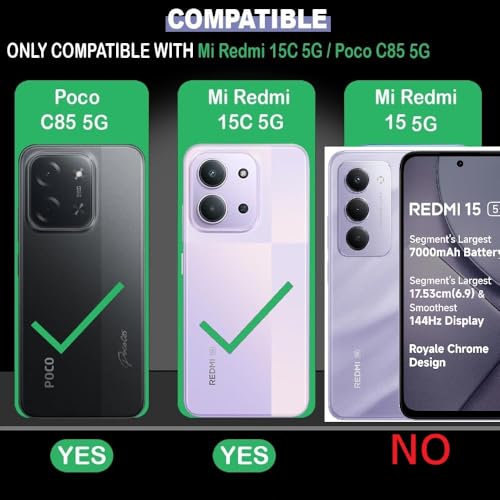 Image of COVERBLACK Soft Rubber Silicon Clear Case Back Cover Compatible for Poco C85 5G - Transparent
