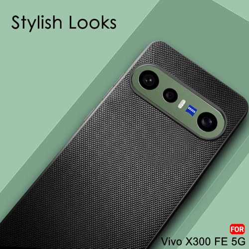 Image of TheGiftKart Back Cover Case for Vivo X300 FE 5G | Slim & Lightweight | Ultra-Premium Design | Camera Protection Bump | Fabric Texture Back Case Cover for Vivo X300 FE 5G (PC & TPU, Black)