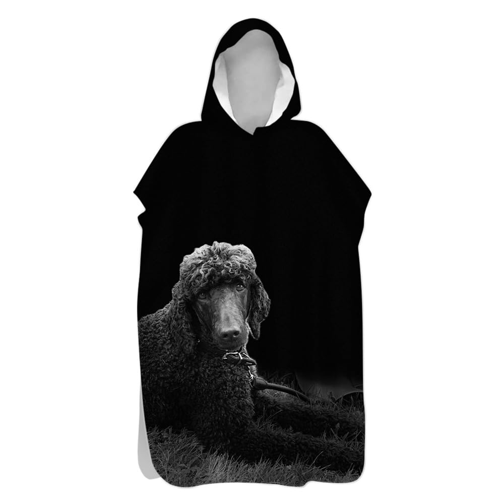 Highdi 3D Hooded Changing Robe, Microfibre Light Weight Changing Towel, Towel Poncho for Surfing Swimming Beach Changing, Quick Dry Poncho for Women Men Adults (80x145cm,Sheep)