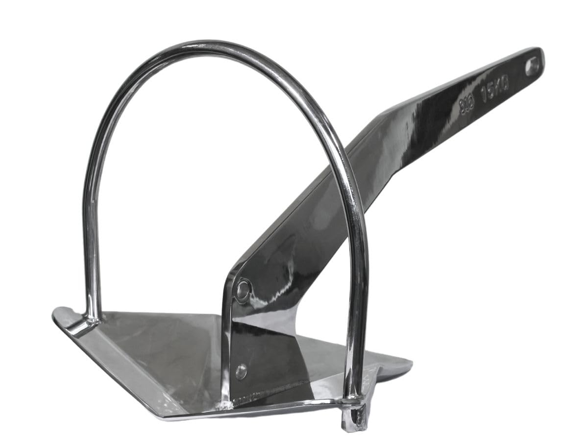 MarineNow AISI 316 Stainless Steel Shovel Scoop Style Next-Gen Anchor with Roll Bar (9 lb/4 kg)