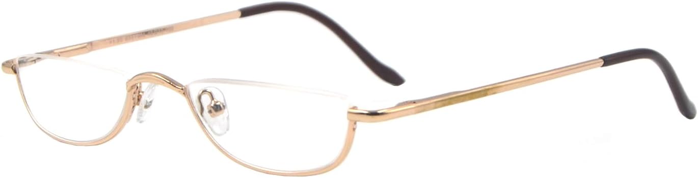 SIKAITE Portable Half Moon Reading Glasses for Men Women Round Readers (+2.75, Gold)