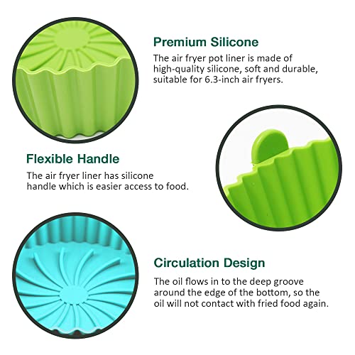 6.5Inch 2 Pack Silicone Air Fryer Liners, Air Fryer Silicone Pot For 1-3.5 Qt Airfryer, Replacement Of Parchment Paper Liners, Non-Stick And Reusable #TOP2