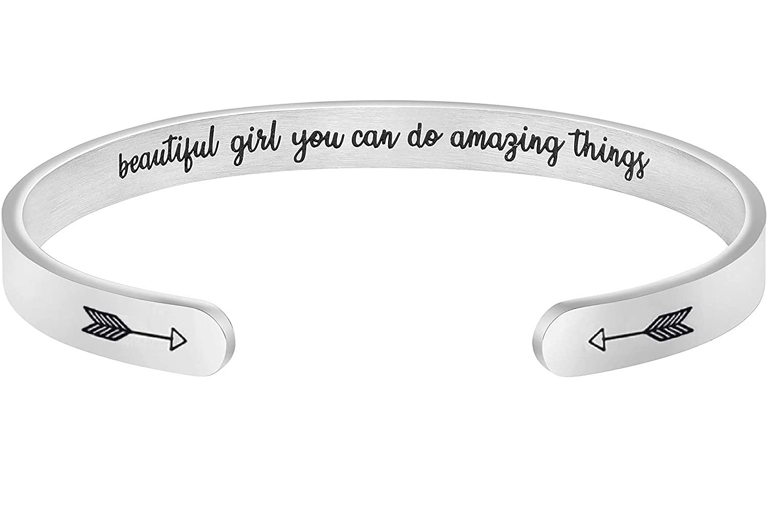 DczosilyInspirational Bracelets for Women Stainless Steel Cuff Bracelet Engraved Jewelry Motivational Bangles Personalized Gifts for Best Friend/Mom