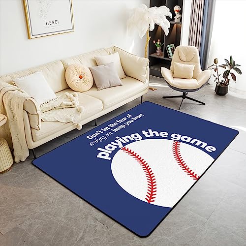 Loussiesd Tappeto da baseball Sport Gioco Soggiorno Tappeti per bambini Ragazzi Baseball Gaming Tappeto decorativo Giovani Uomini Giochi con la Palla Motivazionale Tappetino per interni Blu Decor