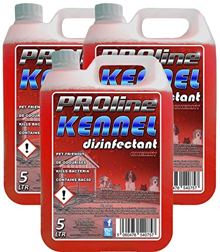 PROLINE Dog Kennel Disinfectant 3x 5ltr Cherry Fragrance Odour Deodoriser