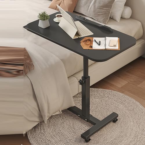 Bureau roulant réglable en hauteur avec table de lit inclinable et roulettes, idéal pour une utilisation sur ordinateur portable