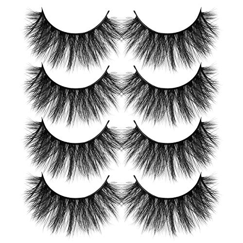 ALICROWN Faux Mink Lashes Pack 3D Volume Natural Fluffy Wispies Cross False Eyelashes