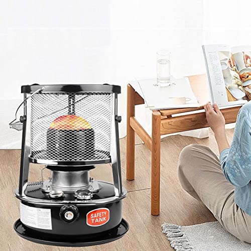 Vendics 5L Camping Chauffage Au Mazout Efficace Kérosène Chauffage Poêle Vert/Noir D'Urgence Mèches Chauffages Sans Électricité Réglable/Le Noir