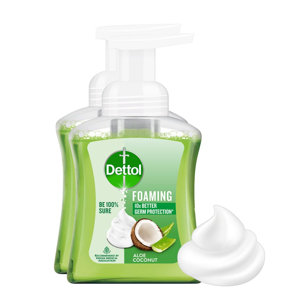 Dettol Foaming Handwash Pump - Aloe Coconut (Pack of 2-250ml each) | Rich Foam | Moisturizing Hand Wash | Soft on Hands
