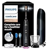 Philips Sonicare DiamondClean Smart 9500 Electric Toothbrush - Sonic Toothbrush with App, Pressure Sensor, 15 Brushing Settings, Replacement Reminder, USB Charging Travel Case, Black, Model HX9923/11