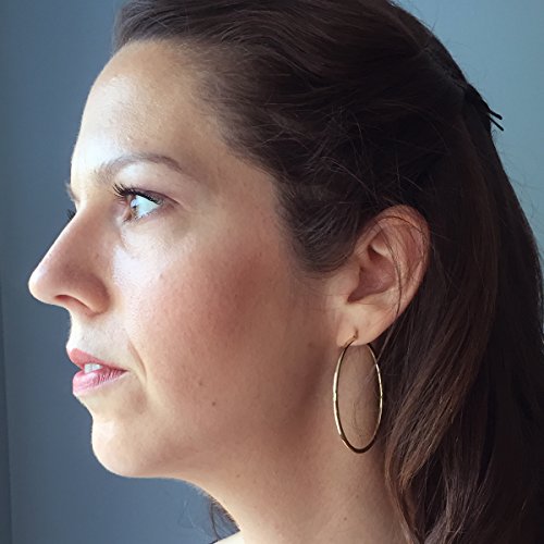 14K Yellow Gold Tube Hoop Earrings With Click-Down Clasp, (2Mm Tube) (50Mm) #TOP2