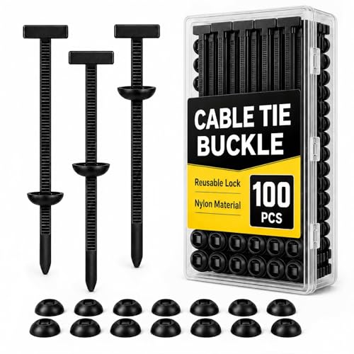 100 PCS Cable Tie Buckle Nylon Universal Cable Tie Buckle Fasteners for Bumper Fender Liner Splash Shield Auto Trim Panel Repair Reusable Heavy Duty Automotive Retainer Clips with Storage Box
