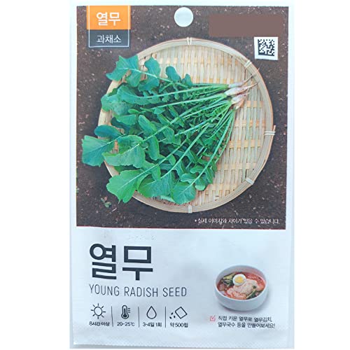 2022-2023 Korean Vegetables Seeds, Assorted Ssamchoo, Chives, Sesame Leaf, Young Radish, Yulmoo,Radish Sprouts, Winter Cabbage, White Radish (White Radish) #TOP1
