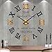 Price comparison product image Mintime Mute DIY Frameless Large Wall Clock Roman Numerals 3D Mirror Sticker Home Office Decor (Black Gold), XX-Large (87BKGD)