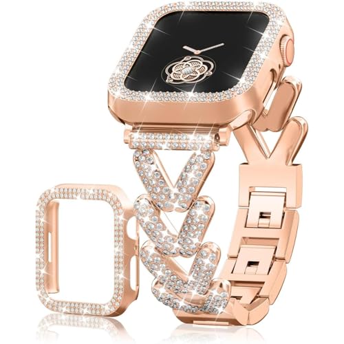 KyvfyCXg[  ΂߂ꂽ ^ uXbg  P[XAApple Watch oh 38mm-49mm (Series 10/1/SE/Ultra 2) Ή - Bling Gold fB[X WG[ XgbvAXN