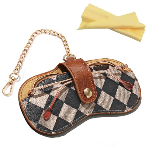 Image of Eyewear Clutch Glasses Case with Clip Soft Leather Sunglasses Bag