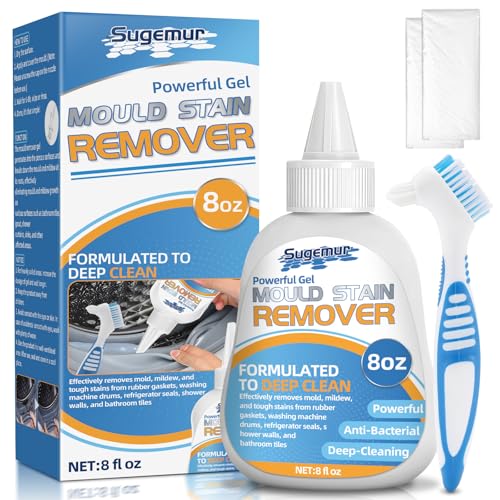 Sugemur Mould Remover Gel Large Capacity Mould Gel Cleaner Gentle Household Mildew and Stain Remover for Washing Machine Seals Bathroom Tiles Kitchen Sinks Grout and Stains 8 fl oz