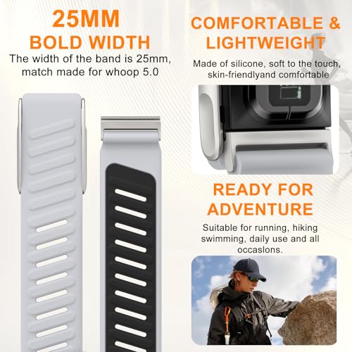Image of omee Silicone Sport Band Compatible with Whoop 5.0 Band Strap Men Women, Breathable Sport Adjustable Waterproof Replacement Wristbands Straps for Whoop 5.0 Silicone Bands