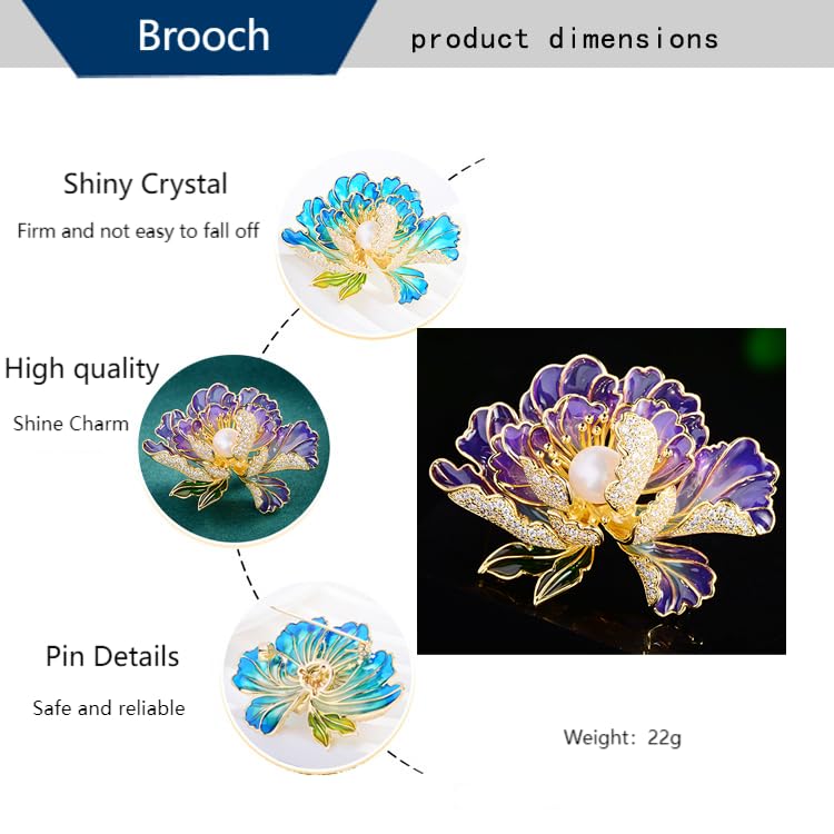 Image of Elegant Flower Brooch Pin for Women, Stylish Vinage Crystal Pearl Rhinestones Brooches Pins Dainty Lapel Pins for Dress Accessories Jewelry