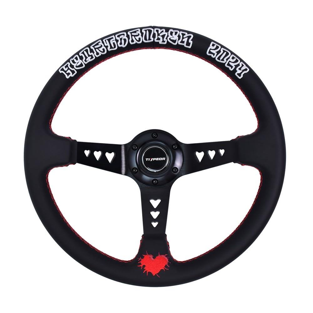 Volante da corsa universale da 13,8" (350 mm, 3 pollici) con design a calice profondo, volante per auto per rally, motorsport, simulazione di guida, barche, in pelle microfibra
