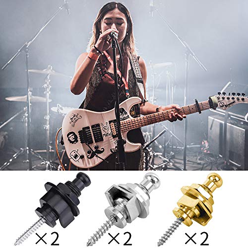 C Cltein Guitar Strap Lock Set, Heavy Duty Metal Guitar Strap Button Strap Locking System Hold Tight With Easy Remove Screw And Retainer System #TOP6