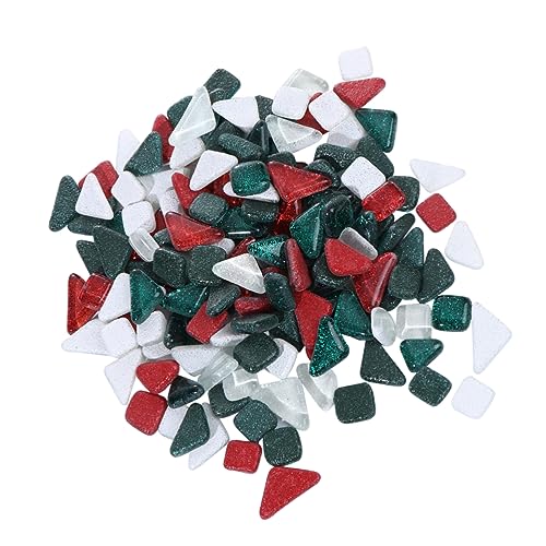 KONTONTY 500g Piedras De Mosaico Irregulares De Cristal Brillante Para Manualidades Rojo y Verde Materiales Decorativos Resistentes y Duraderos Perfectos Para Proyectos Creativos