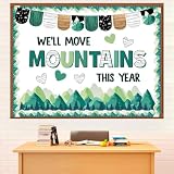 Funrous We'll Move Mountains this Year Bulletin Board Set Moving Mountains Classroom Decorations Inspirational Colorful Bunting Cutouts for Door Wall Decor Home School Library Supplies