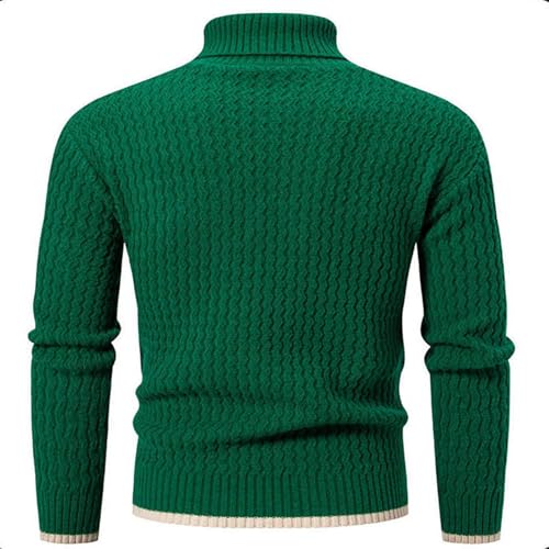 Men's Turtleneck Pullover Sweaters Long Sleeve Solid Color Twisted Knit Sweater Lightweight Slim Fit Solid Jumper Top2
