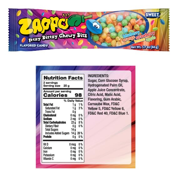 Image of Zappo Sour Flavored Chews Packs (10 Pack, Mix)