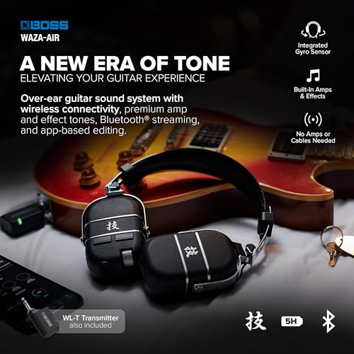 BOSS Waza-Air | Over-Ear Guitar Sound System | Wireless Connectivity | Premium Amp & Effect Tones | Advanced Spatial Technology | Integrated Gyro Sensor | Companion App-Based Editor