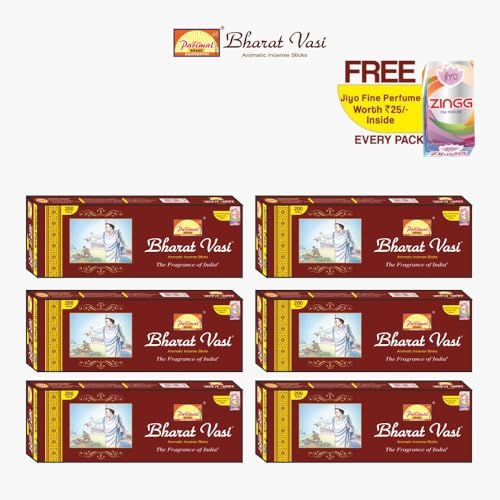 Image of PARIMAL Bharat VASI Incense Sticks | Jumbo Pack | Pack of 6-200 Grams X 6 = 1200G | The Fragrance of India | Aromatic AGARBATTI
