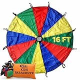 GSi Kids Play Parachute Rainbow Parachute Toy Tent Game for Children Gymnastics Cooperative Play and Outdoor...