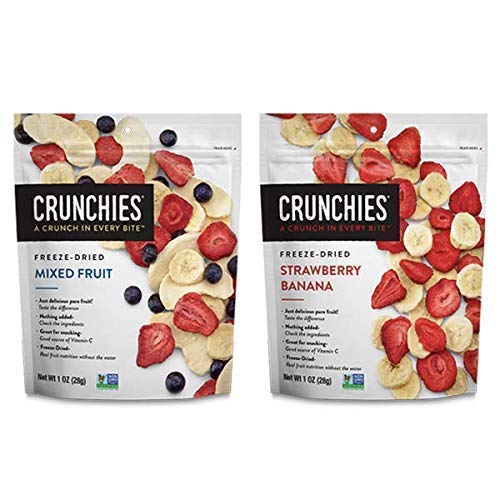 Crunchies Freeze-Dried Mixed Fruits & Strawberry Banana Bundle, 100% All Natural Crispy Snacks, Gluten Free & Vegan, 12Ct (6 Of Each Flavor), 1 Ounce Bags (Packaging May Vary) #TOP12