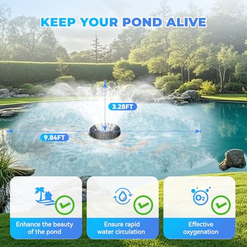 Image of Poafamx Pond Fountain Aerator 5000GPH Floating Fountain Pump for Large Pond