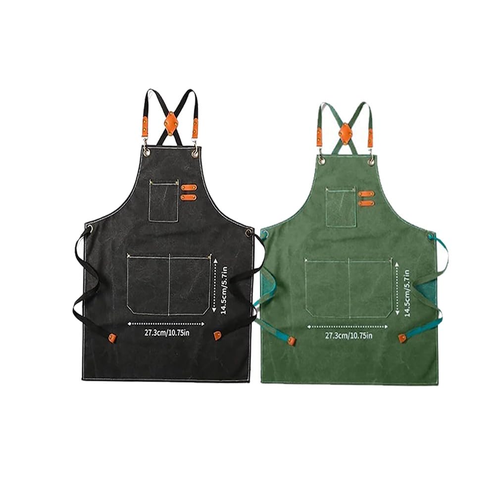 - Premium Cotton Canvas Combo Kitchen Apron for Men & Women – Adjustable Chef Apron with Pocket | Breathable, Water-Resistant, Soft Fabric for Cooking, Baking & BBQ