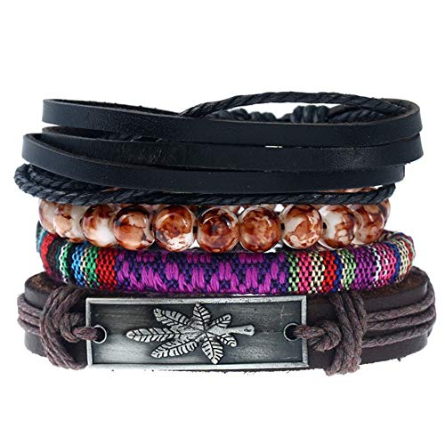 Preisvergleich Produktbild GUXINHOME Herren Lederarmband Punk geflochtenen Seil Armband Armband Armband, Handarbeit, verstellbar