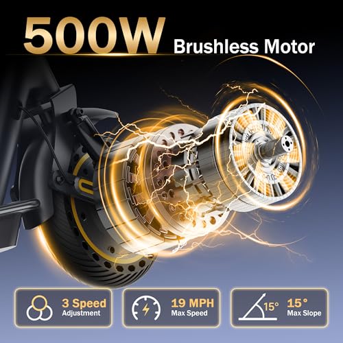 Image of Electric Scooter with 8.5 inch /10 inch Solid Tire, 350W /500W Powerful Motor & 19 /22 MPH Top Speed, 16 /25 Miles Long Range, Folding E Scooter with Dual Braking for Teens and Adults