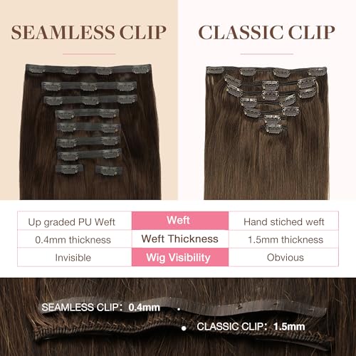 Image of GOO GOO Seamless Clip in Hair Extensions Real Human Hair Remy Extensions
