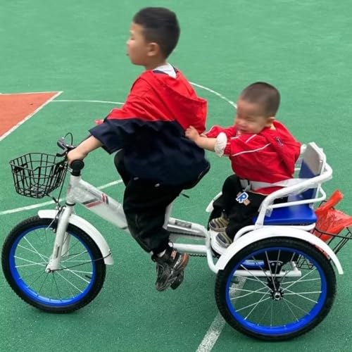 LSQXSS Dreiräder mit Pedalen für Kleinkinder im Alter von 2–10 Jahren, Cruiser-Dreirad, Kettenfahrrad, Tandem-Dreiräder mit Rücksitz, Kinder-Dreiräder mit Einzelbremse, Dreiräder, Speichenräder – Bild 5