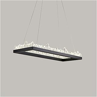 Lámpara de araña para Sala de Estar, posmoderno, de Lujo, Circular, Sencilla, para Comedor, Dormitorio, Color Rojo, nórdico atmosférico (Redonda, Negra, 80 cm de diámetro) (Negro, 100