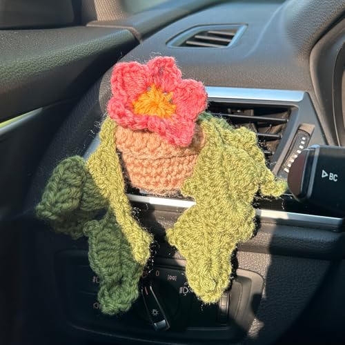 Image of Crochet flower Car Vent Clips,Car Air Freshener Vent Clip,Car Accessories Interior Aesthetic Car Accessories Gifts for Women Girls