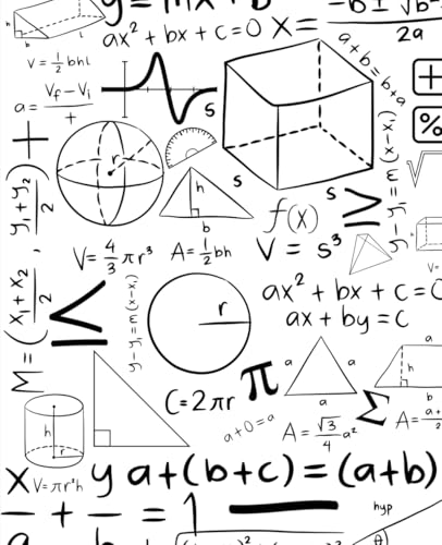  Math Genius: Notebook with Formula Cover  White Color  College Ruled (7.5 x 9.25 inches)