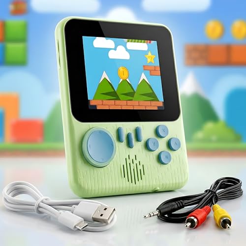 Image of Kidsmate Handheld Gaming Console Video Game for Kids with 666 Built-in Retro Games | Rechargeable Battery, Compact Design with TV Connectivity for Big Screen Play | Ideal for Fun & Learning (Green)